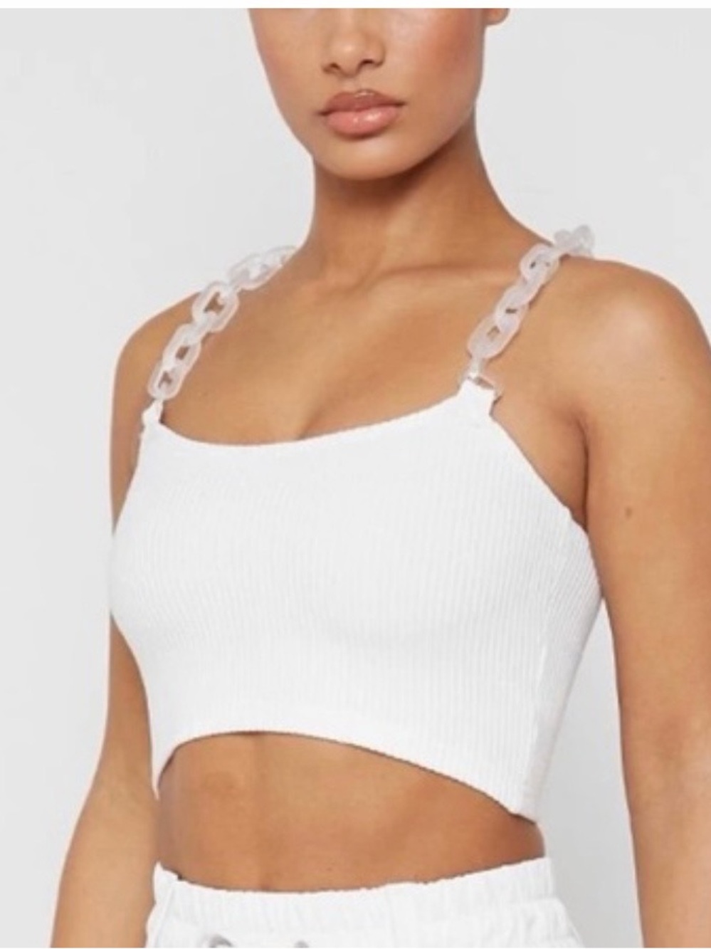 Manière De Voir ribbed crop top with chains